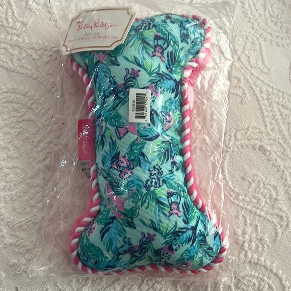 Lilly Pulitzer Tropical Dog Toy in Teal and Hot Pink - New in package